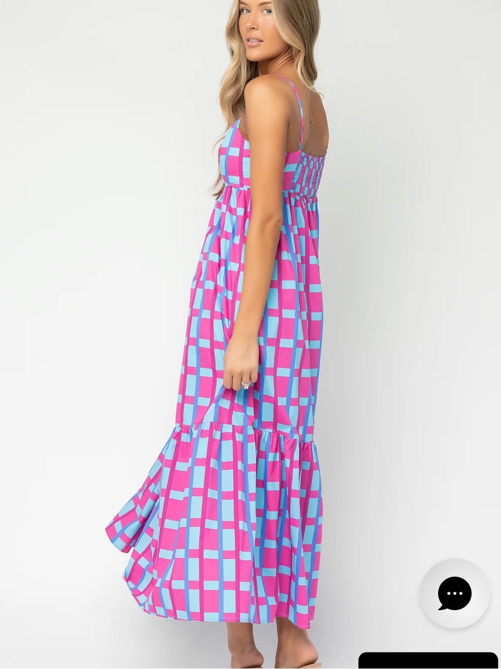 NWT Baltic Born Rita Maxi Dress Large Pink Blue Check Long Summer Sundress New - Picture 9 of 10